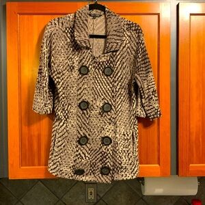 NIC+ZOE Double Breasted Cardigan Blazer Womens M Tan Brown Animal Print Snake